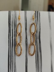 Recycled Jewelry Mixed Gold And Silver Tone Dangle Earrings Handmade