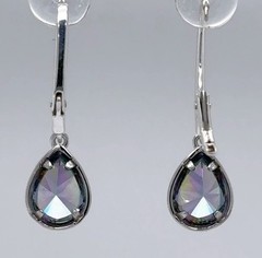 Faceted Teardrop MYSTIC TOPAZ Dangle Leverback Earrings 925 STERLING SILVER #4e