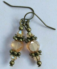 amber yellow Frosted CRYSTAL bicone CHINESE crystal earring BRONZE French hook