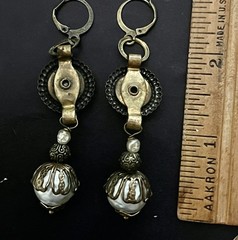 Faux Baroque Pearl Drop Earrings, Vintage Creamy Beige Haskell Pearls, Gold Tone