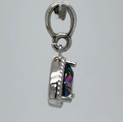 925 Sterling Silver – Rainbow Trilliant Mystic Topaz Triangle Pendant / Necklace