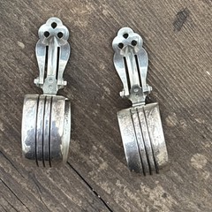 Happy Piasso Navajo Sterling Silver Clip On Hoop Earrings Native 925