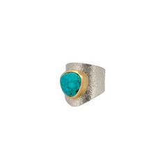 Darryl Dean Begay, Ring, Water web Kingman, 14k Gold, Navajo, 10