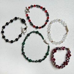 Vintage Beaded Bracelet Lot Stone Glass Crystal Goldfilled Sterling Pewter
