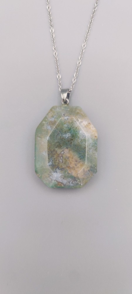Natural Faceted Colorful Stone Pendant with Chain Crystal Jewelry