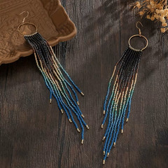 Art Deco Era Handmade Long Tassel Dangle Earrings – Glass Seed Beads