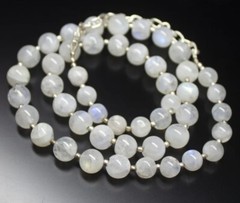 Natural Rainbow Moonstone Gemstone Beads 925 Sterling Silver Handmade Necklace