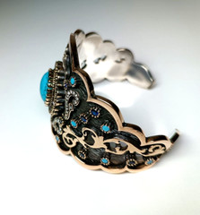 Turkish Handmade Jewelry 925 Sterling Silver Turquoise sapphire Ladies Bracelet