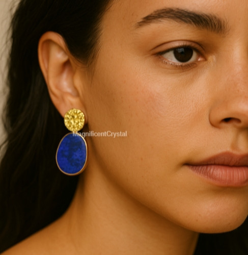 Vintage Natural Lapis Lazuli Earrings Mothers Day Healing Energy Reiki Gift