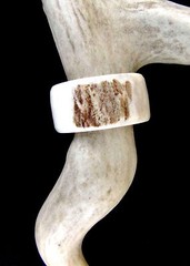 BROWN HANDCRAFTED OOAK SHED DEER, ELK ANTLER RING,SIZE 12 1/2, R-392