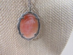 Vintage 800 Silver with Marcasites Shell Cameo with 835 Silver Chain