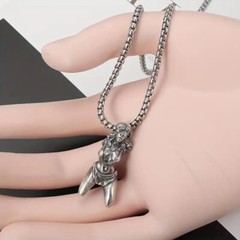 Blind Bondage Female Slave Girl Silver Statue Body Art Pendant