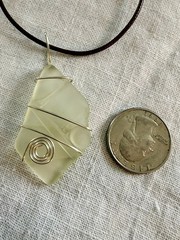 Handmade Tumbled Uranium Glow Glass Wire Wrap Necklace Pendant