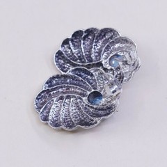 Vtg Ted Ott Native American Sterling 925 Silver Studs Earrings W/ Blue Topaz