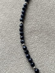 SYNTHETIC BLUE GOLDSTONE Faceted Beads Crescent Moon Pendant Unisex Necklace 17”