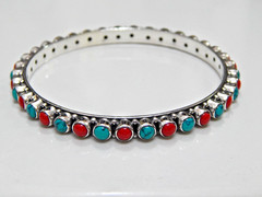 Turquoise coral Bengle 925 sterling silver jewelry handmade Bengle size 2-6