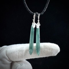 Blue Jade Earrings – Translucent Guatemalan Icy Jadeite Sterling Silver – 26M044