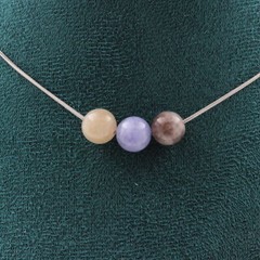 Multicolored Tourmaline 8 Mm Bead Necklace Steel Chain Women