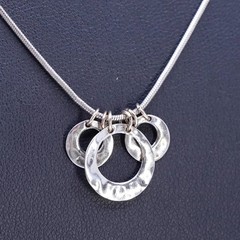 18″, Brighton Sayan Sterling Silver snake Necklace and hammered circle pendant