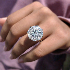 HUGE Certified 50 Ct Diamond Solitaire Statement Ring, FREE Diamond Studs