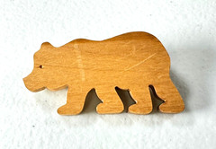Natural Wood Made in Alaska Polar Bear Shape Brooch Pin Estate