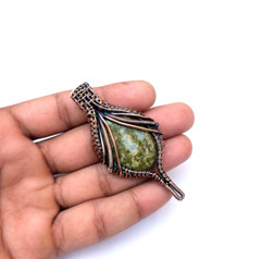 Henna Jasper Copper Wire Wrapped Pendant, Handmade Copper oxidized pendant, gift