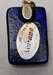 Authentic Murano Art Glass Pendant Multicolor Blue Black Gold Glitter Specs