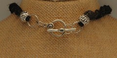 Steal Your Face Grateful Dead and Guitar on a 20″ Black Handcrafted Hemp Choker