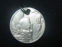 VINTAGE ANTIQUE ITALY ITALIAN LIRE FLYING LADY COIN PENDANT CHARM NECKLACE