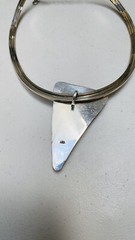 Artisan Art Glass pendant W/ Heavy Choker Sterling Silver Necklace 106g