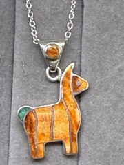Peruvian Artistry Multi Gemstone Orange Llama Pendant With Sterling Silver 18 In