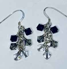 Sterling Silver and Swarovski Crystals Earrings – Grey Scale OOAK