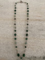 Silver Tone Multi Green Gemstone Beaded Wire Wrapped Necklace Untested