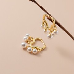 Dainty Cloud and Pearl Raindrop Hoop Earrings in Sterling Silver Jewelry Gifts