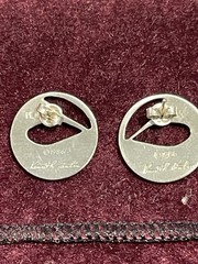 Maine Artist KEN KANTRO Pewter LOON BIRD 1986 Priced Post EARRINGS
