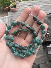 Green Turquoise 925 Necklace 19.5” / Sterling Silver Clasp / New / Artisan made