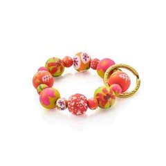 NEW JILZARAH Handmade Clay Bead CANARY GOLD MULTI COLOR 18mm Wrist Keychain