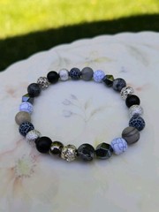 Beaded Stretch Bracelet Multicolor Gemstone Round Bohemian Women