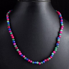 Excellent Emerald , Ruby & Sapphire 112.Cts Beaded Jewelery Necklace RK 05 E780