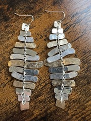 Robert Lee Morris, Two Tone Silver Gold, Dangle Chandelier Earrings, Cascade