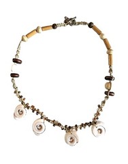 Seashells,glass,wood handmade Necklace