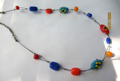 Vtg Floating art glass flower necklace
