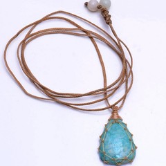 5 Pcs Natural Mix Gemstones Handmade Bohemian Macrame Necklaces Wholesale Lot