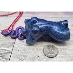 Handmade LARGE Resin Holo Goddess Snake Medusa Pendant Necklace