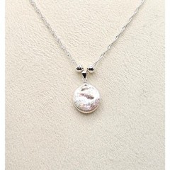 Elegant Baroque Freshwater Pearl Necklace Pendant Sterling Silver Adjustable