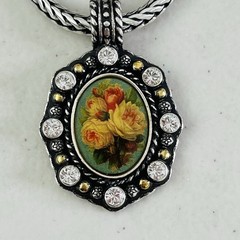 NEW Brighton Bracelet Victorian Inspired 7.5″ Silver Tone Cameo Pendant Flowers