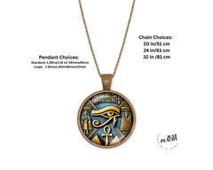 Egyptian Eye of the Pharoah Bronze Silver Jewelry Necklace Set