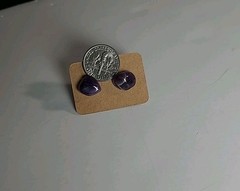 Handmade Amethyst Crystal Stone Stud Earrings Surgical Steel