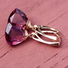 Handmade Wire Wrapped Lab Made Kunziite Earrings 14k Rose Gold Filled