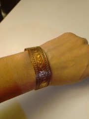 Handcrafted Engraved Copper Cuff Bracelet Unisex Round Design